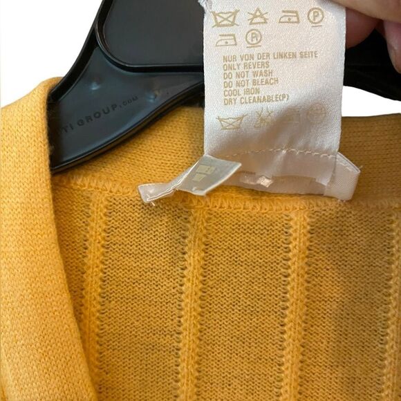 ESCADA 36 Vintage Yellow Gold Gray Cashmere Wool Knit Glamour Sweater Cardigan - Picture 5 of 6